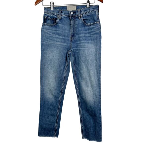 Everlane The Cheeky Classic Blue Raw Hem High Rise Cotton Jeans Size 26 - Picture 3 of 11